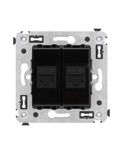 Розетка RJ-45 в стену, кат.5E, Avanti, двойная, черный квадрат (4402664). Розетка компьютерная. ДКС в Копейске
