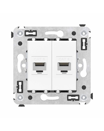 Розетка RJ-45 в стену, кат.6E, Avanti, двойная, белое облако (4400694). Розетка компьютерная. ДКС в Копейске