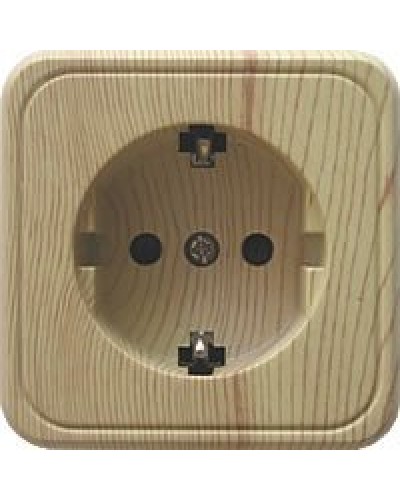 Розетка одинарная открытой установки с з/к, сосна, LK Standard (813225). Розетка с заземляющими контактами и защитными шторками. Экопласт в Копейске