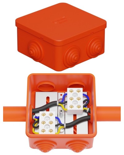 Коробка JBS080 85х85х50, 6 вых., 3P (0,15-4,0 мм²) (43101HF). Коробка монтажная, огнестойкая, без галогена. Экопласт в Копейске