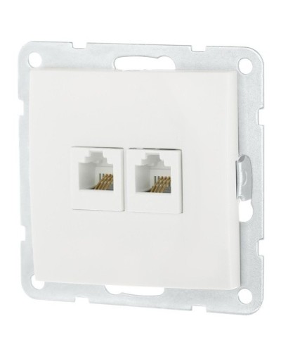 Розетка телефонная двойная 2xRJ-12 с накладкой, белый LK60 (865604-1). Розетка телефонная. Экопласт в Копейске
