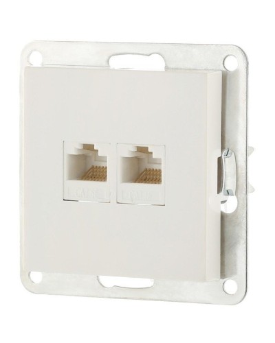Розетка 2xRJ-45 кат.5е с накладкой, белый LK80 (846204-1). Розетка компьютерная двойная. Экопласт в Копейске