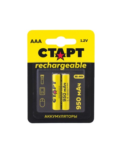 СТАРТ HR03 (AAA, 950mah), упак. 2 шт. БЛИСТЕР. Перезаряжаемые аккумуляторы. СТАРТ в Копейске